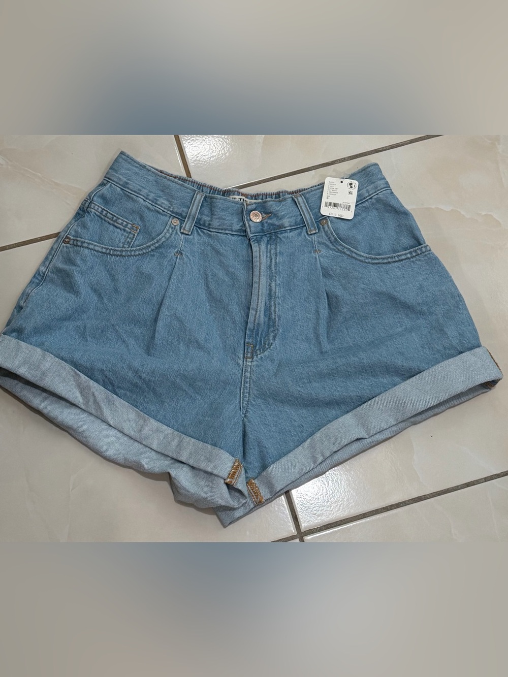 We The Free Medium Blue High-Rise Rolled Cuff Jean Shorts